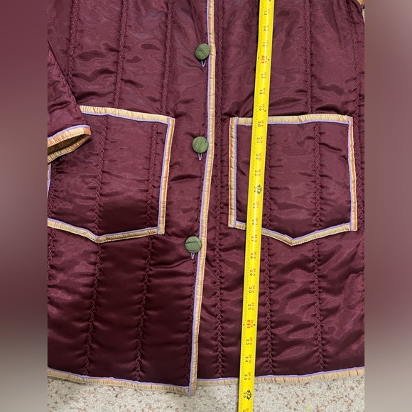 VNTG Reversible Quilted‎ yellow Burgundy Unisex  USA Lightweight Jacket Coat M - Picture 9 of 16